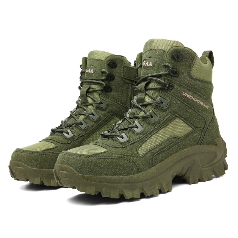 

New Quality Designer Brand Tactical Desert Combat Military Boots Men High Top Shoes Outdoor Male Tracking Mens Boot Work Shoes