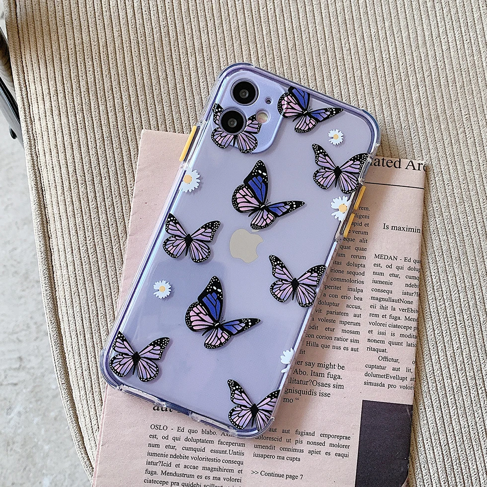 

For IPhone 11 Case Butterfly Style Soft TPU Camera Protective Cover for IPhone 12 13 Pro Max Mini XR XS Max X 7 8 Plus Se Case