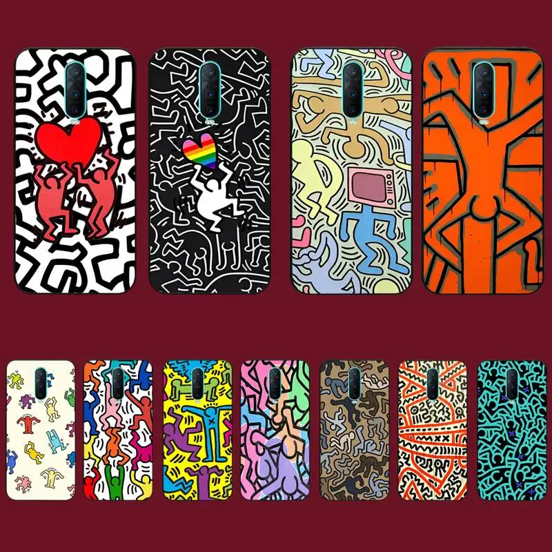 

Keith-Haring-Works-Colorful-Print Phone Case for Vivo Y91C Y11 17 19 17 67 81 Oppo A9 2020 Realme c3