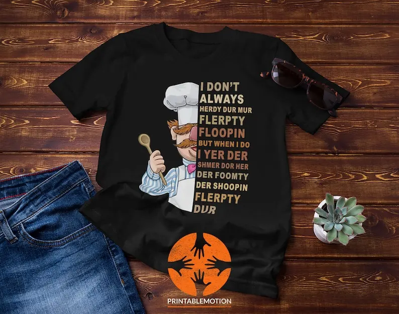 Фото Винтажная футболка I Don't Always Herdy Dur Mur Flerpty Floopin, футболка Vert Der Ferk, футболка Swedish Chef
