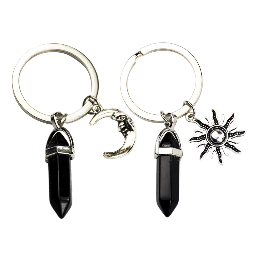 

2Pcs Moon Pendant Key Chains Sun Charm Key Ring Car Key Holder Bag Hanging Decor