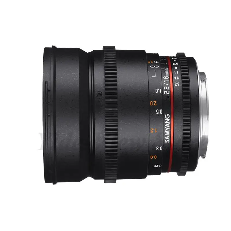Объектив Samyang 16mm T2.2 VDSLR ED AS UMC CS II Cine Lens для Canon EF Nikon F DSLR Sony A/E M43 Fuji X M Sumsung NX Camears