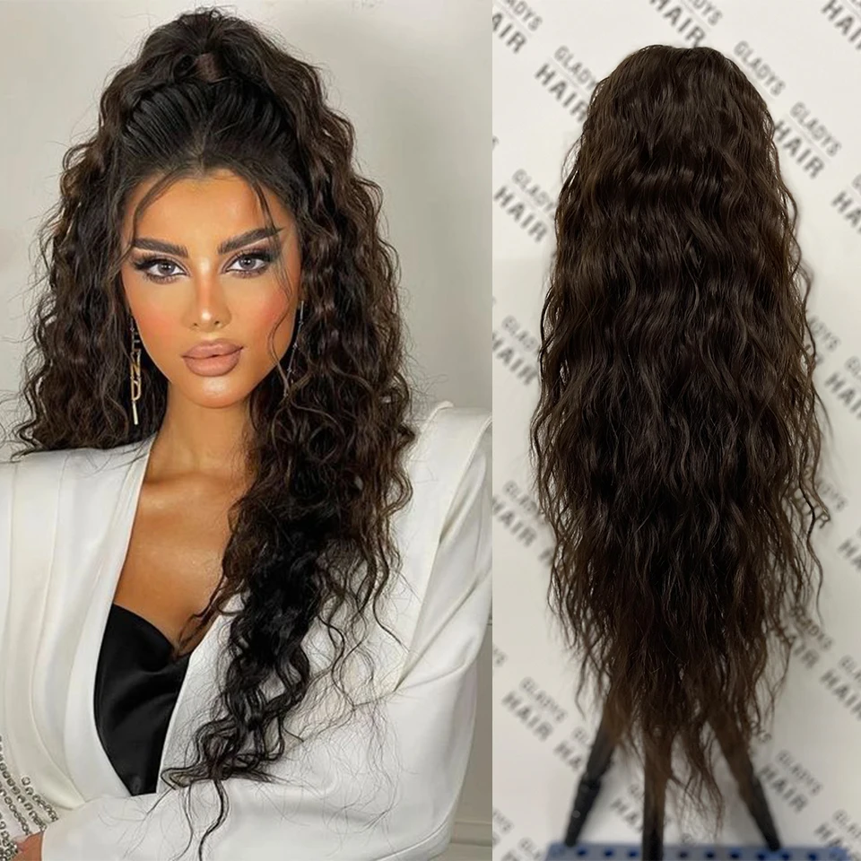   Gladys Water Wave Ponytail Free Shipping Heat Resistant Synthetic Fiber Curly Drawstring Ponytai Hair Extension for Black Women 