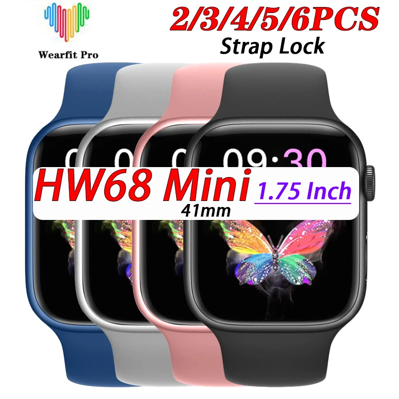 

HW68 Mini Smart Watches 2023 IWO Men Women Series 8 Ultra 41mm 1.75 Inch NFC Strap Lock Bluetooth Call Wholesael