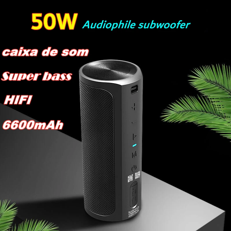 

50W High Power Wireless Bluetooth Speaker Portable Sound Column IPX7 Outdoor Waterproof Subwoofer Stereo Surround 6600mAh AUX TF