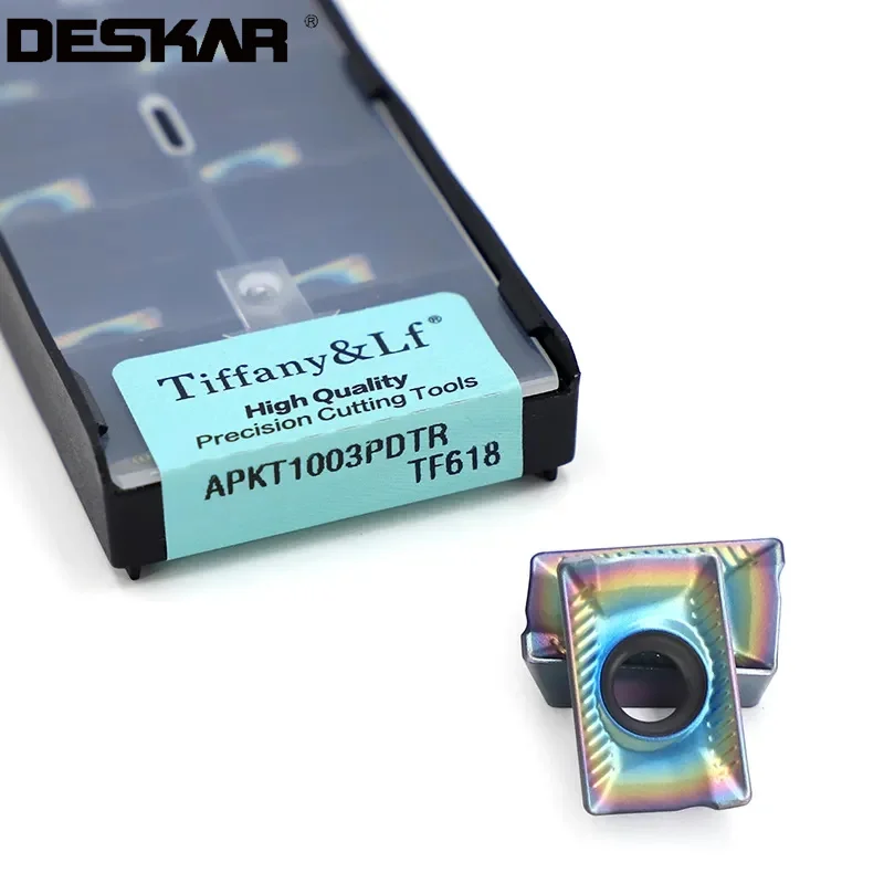 10PCS DESKAR APKT1003PDTR TF618 CNC Milling Turning Tools Carbide Hardened Steel Blades Mill Inserts For HRC40-HRC55 |