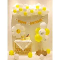 Kids 1st Daisy Birthday Party Balloon Kit Yellow White Flower Balloon Garland Baby Shower Backdrops