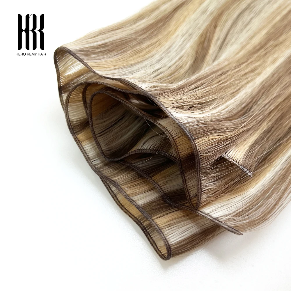 Фото Волосы Hero Remy Genius Weft, настоящие человеческие волосы Remy, натуральные прямые гибкие волосы, невидимые утки, 16-24 дюйма, 50 г №1