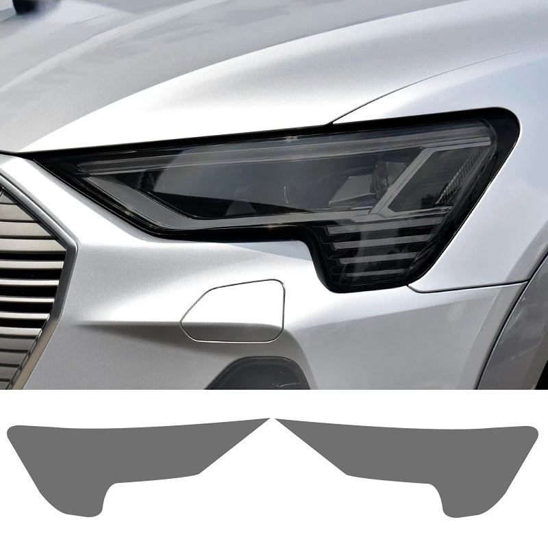 

2 Pcs Car Headlight Protective Film Front Light Transparent Smoke Black TPU Sticker For Audi Etron 55 Sportback S 2019 2020 2021