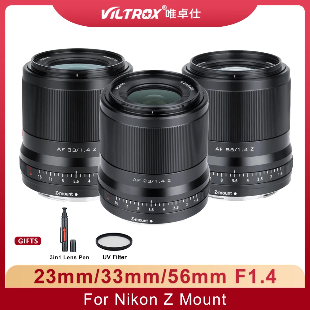 

VILTROX 23 мм 33 мм 56 мм F1.4 STM AF APS-C объектив с автофокусом и большой диафрагмой для камеры Nikon Z6 Z7 Z9 Z6II Z7II Z30 Z50 ZFC