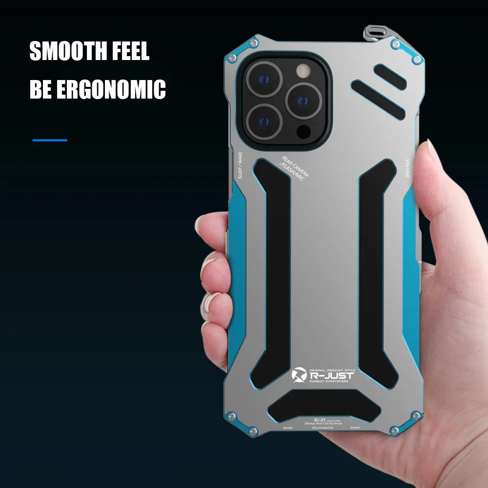 Metal Armor Phone Case for Iphone 13 14 Pro Max Case Aluminum Alloy Rugged All-Inclusive Frosted Texture Protective Shell 2022