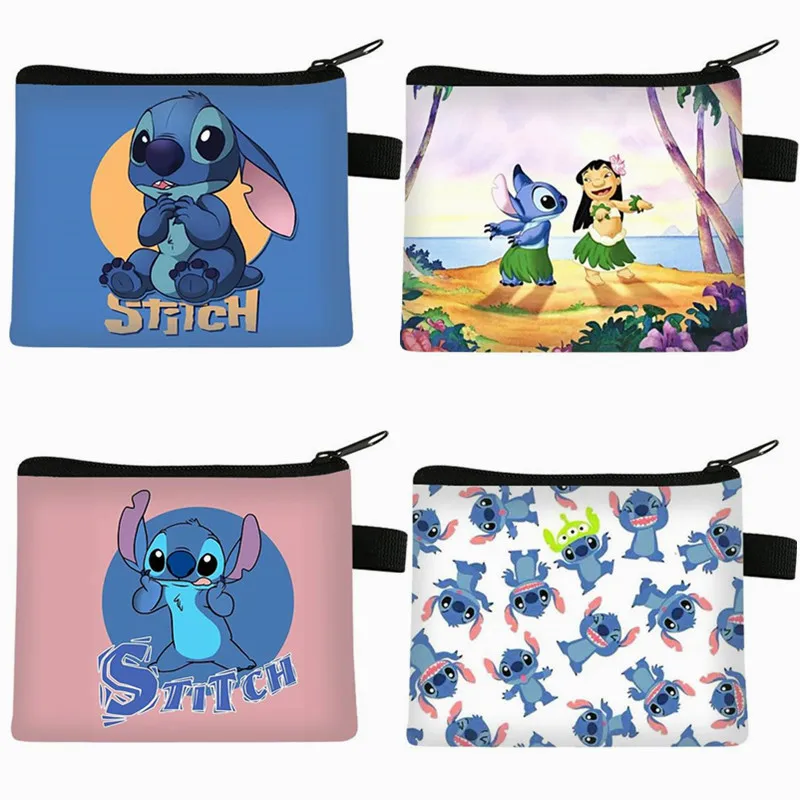 

Disney Stitch Wallet Lilo&Stitch Cartoon Mini Coin Purse for Children Portable ID Card Holders Kawaii Polyester Key Storage Bag