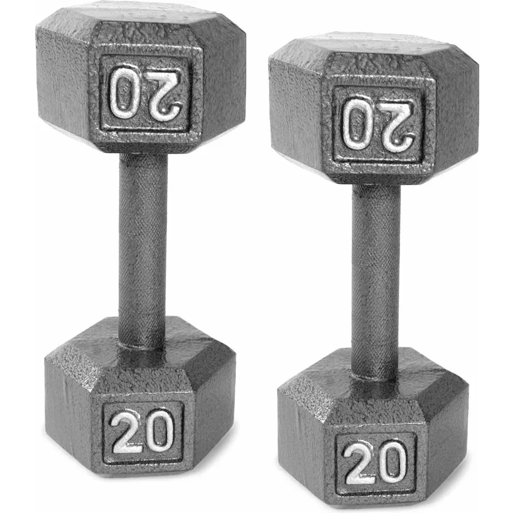 Barbell Cast Iron Dumbbell Weights, 20 Lbs., Pair