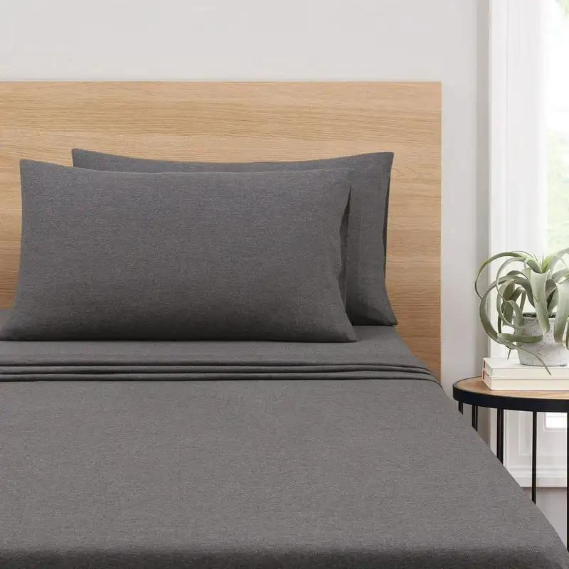 

Cotton Poly Sheet Set, Charcoal, Full, 4 Pieces Mattress protector Funda de cama para masaje Bed straps set Kuromi Comforter set