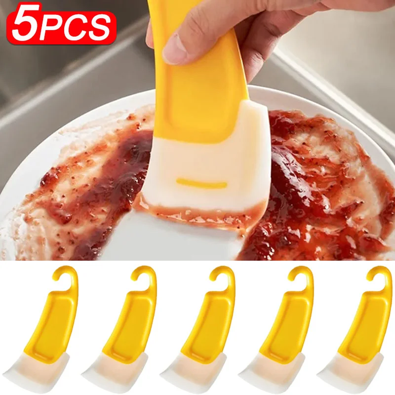

5Pcs Kitchen Scraper Oil Stain Cleaning Silicone Spatula Cake Baking Pastry Gadgets Dirty Pan Pot Dishes Cleaner Tools Scraper