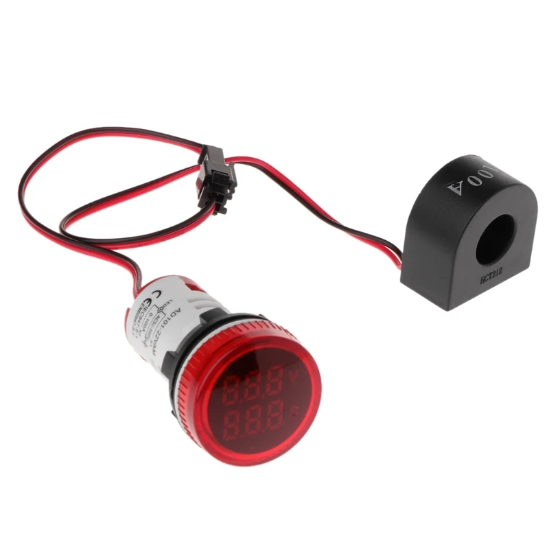 

Digital Voltmeter Ammeter 22mm Round AC 50-500V 0-100A Automotive Parts Electrical Components Durable Replaceable