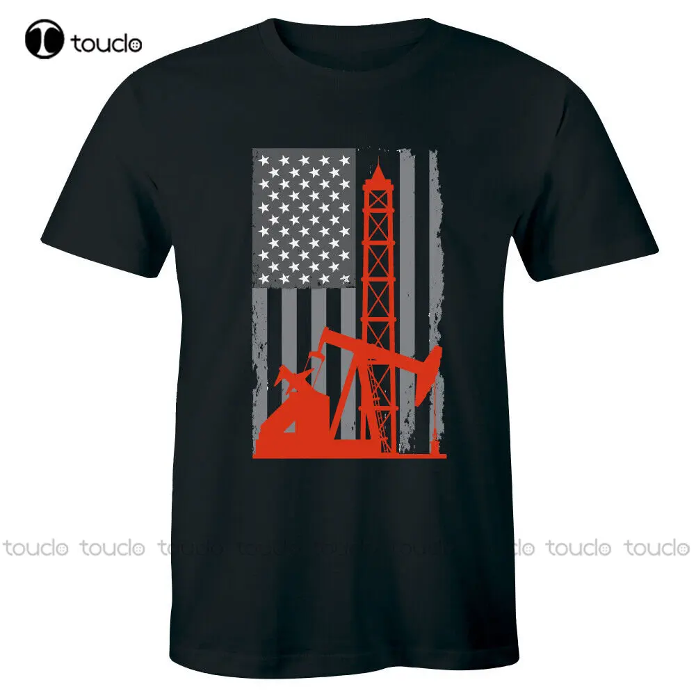 

American Oilfield Worker Patriotic Us Flag Shirt Men'S T-Shirt Tee Mens Running Shirts Custom Gift Xs-5Xl Streetwear Tee Shirt
