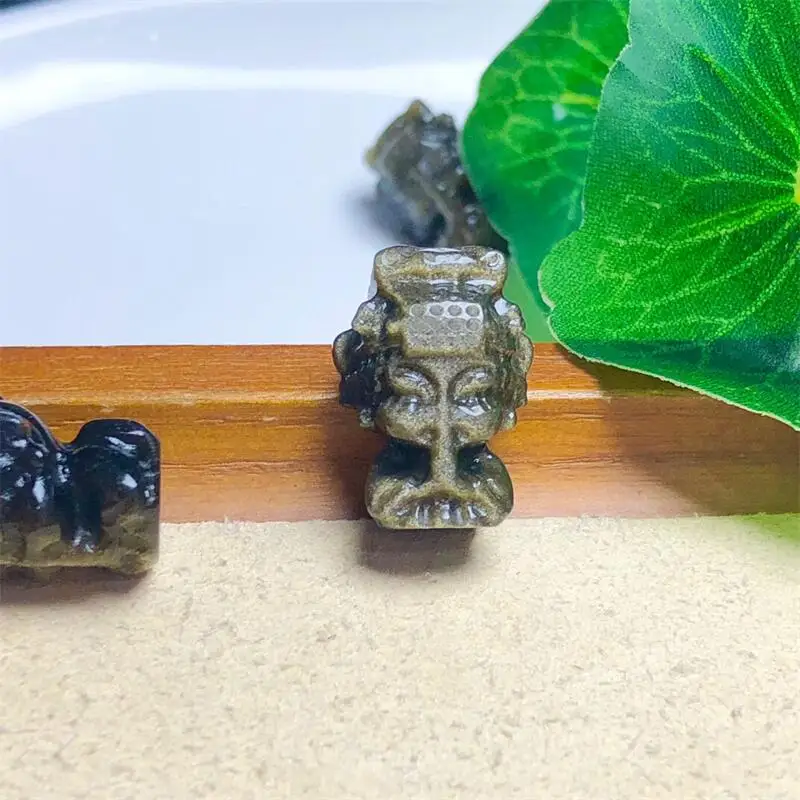 5 шт. натуральный Золотой обсидиан Mazu резьба для подвесок Серьги Браслет рейки