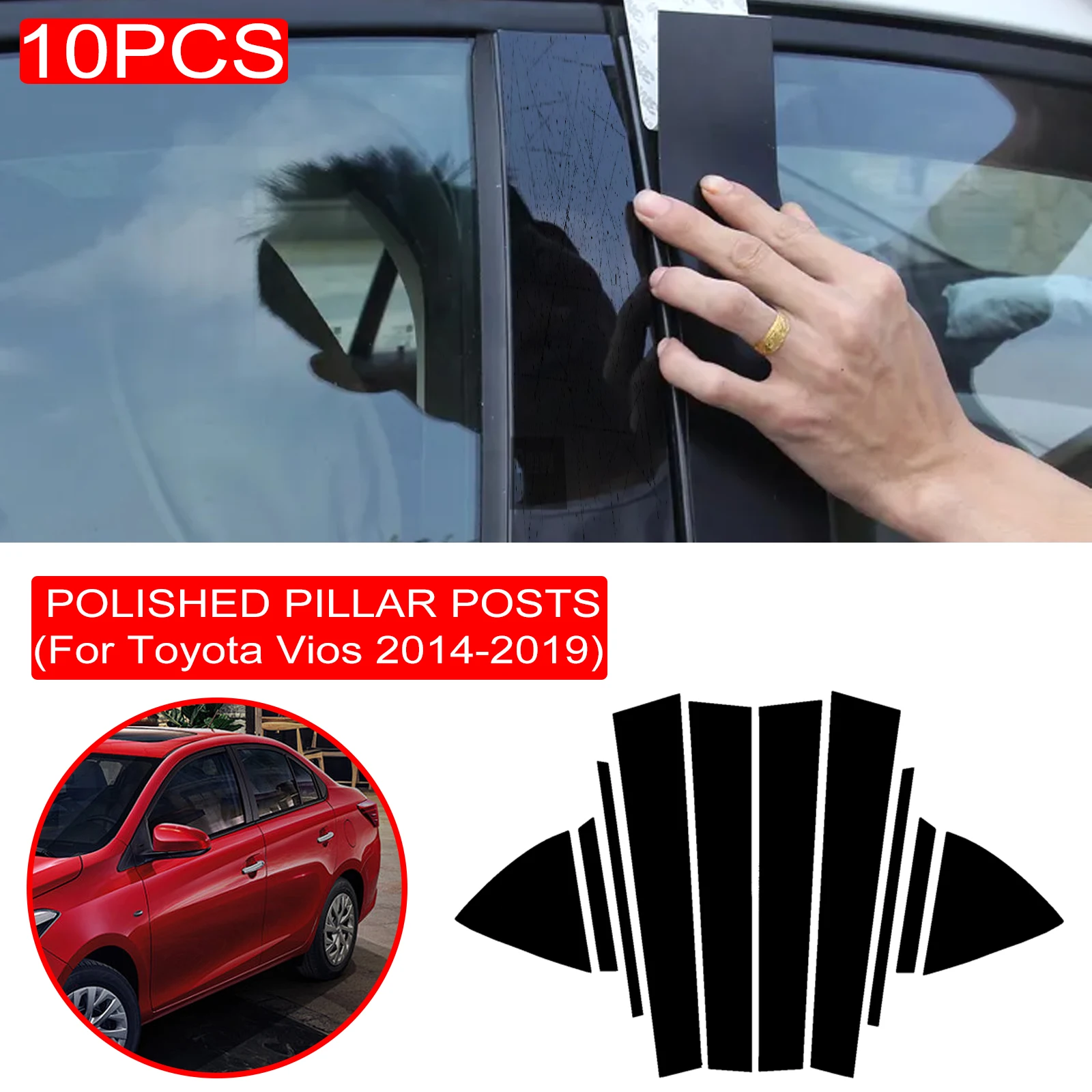 

10 шт., декоративная наклейка на окно автомобиля Toyota Vios 2014-2019