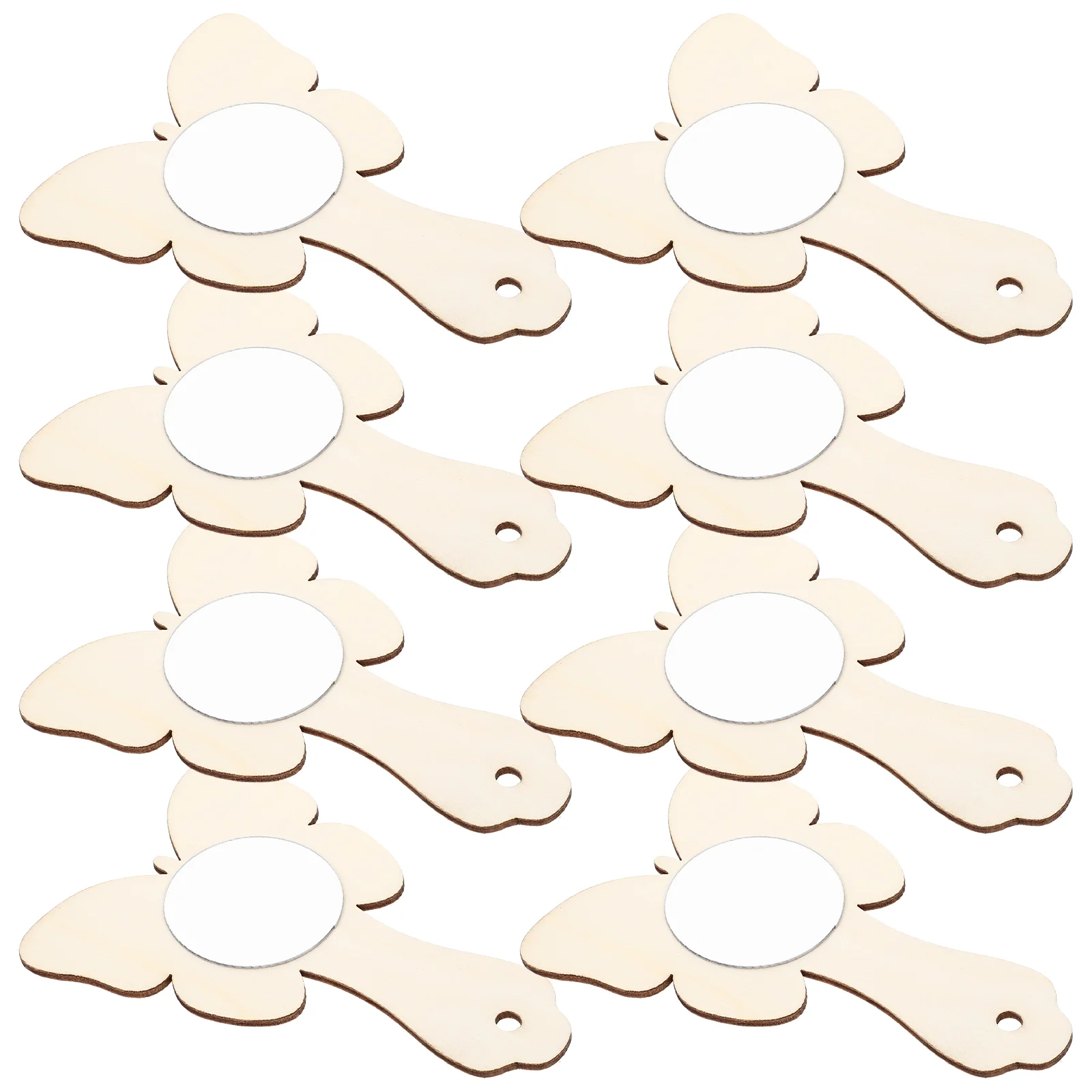

Delicate Mini Mirror Small Handheld DIY Wooden Handle Unfinished Painting Mirrors Makeup