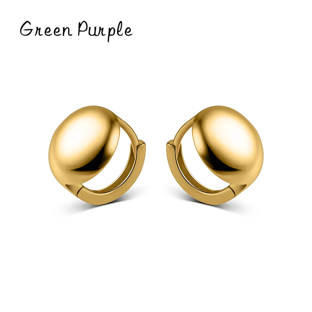 

GREEN PURPLE 100% 925 Sterling Silver Simple Light Beads Circle Hoop Earrings Buckles for Minimalism Women Fine Female Jewelry