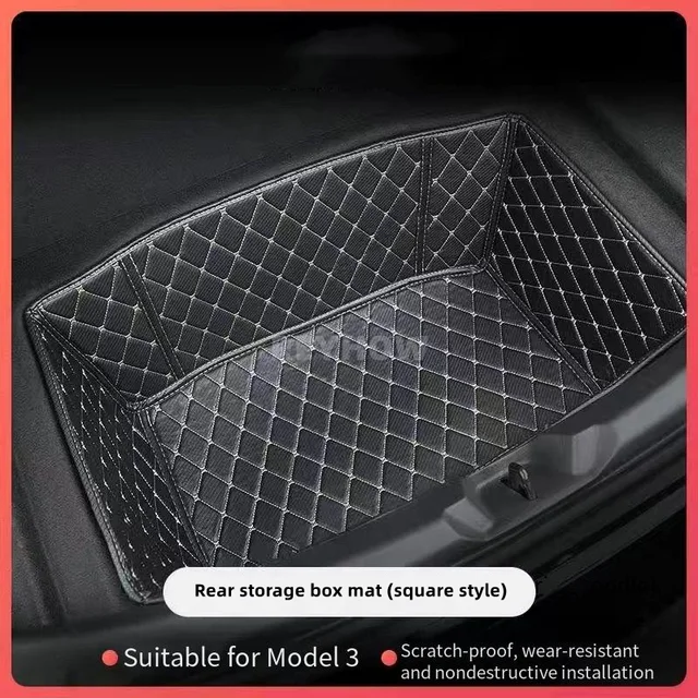 

Для Tesla Model 3/Y коврик для хранения багажника автомобиля, кожаный коврик для переднего и заднего багажника, защитный коврик для нижнего внутреннего украшения, аксессуары