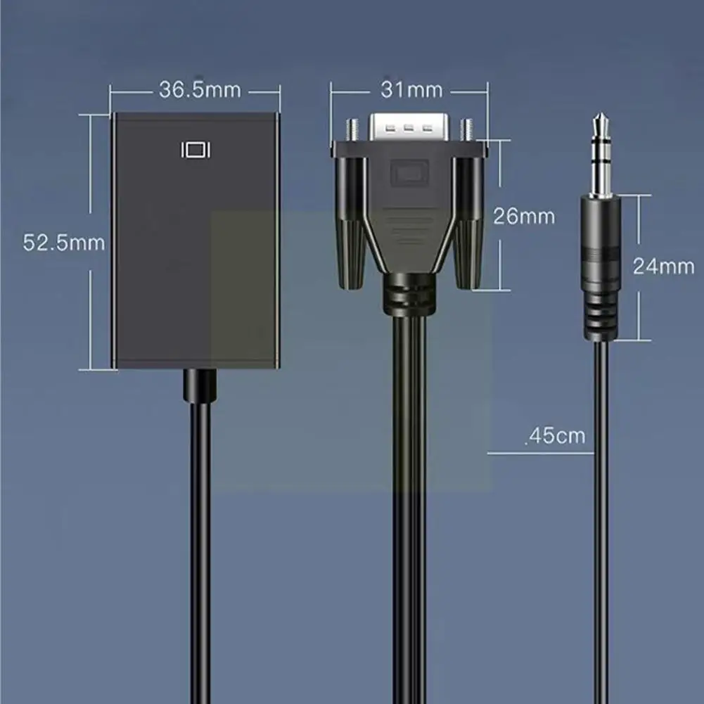 

Адаптер Vga-совместимый с аудиокабелем для ТВ и ТВ, для преобразования компьютерной коробки, проектора ноутбука T2u3
