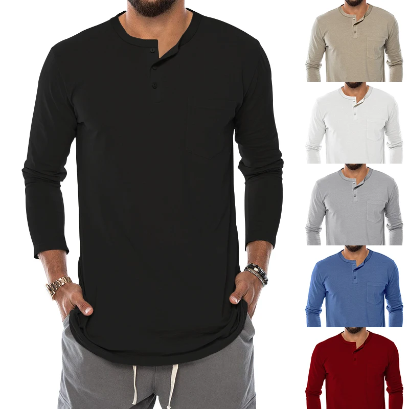 

Футболка Henley с длинными рукавами для фитнеса Мужская дышащая однотонная Повседневная футболка спортивная облегающая футболка рубашка