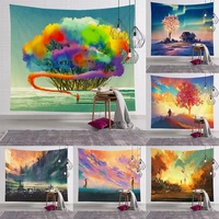 colorful watercolor starry elegant home decorative tapestry luxury wall hanging anime 200x150 girl boy room sofa home decor