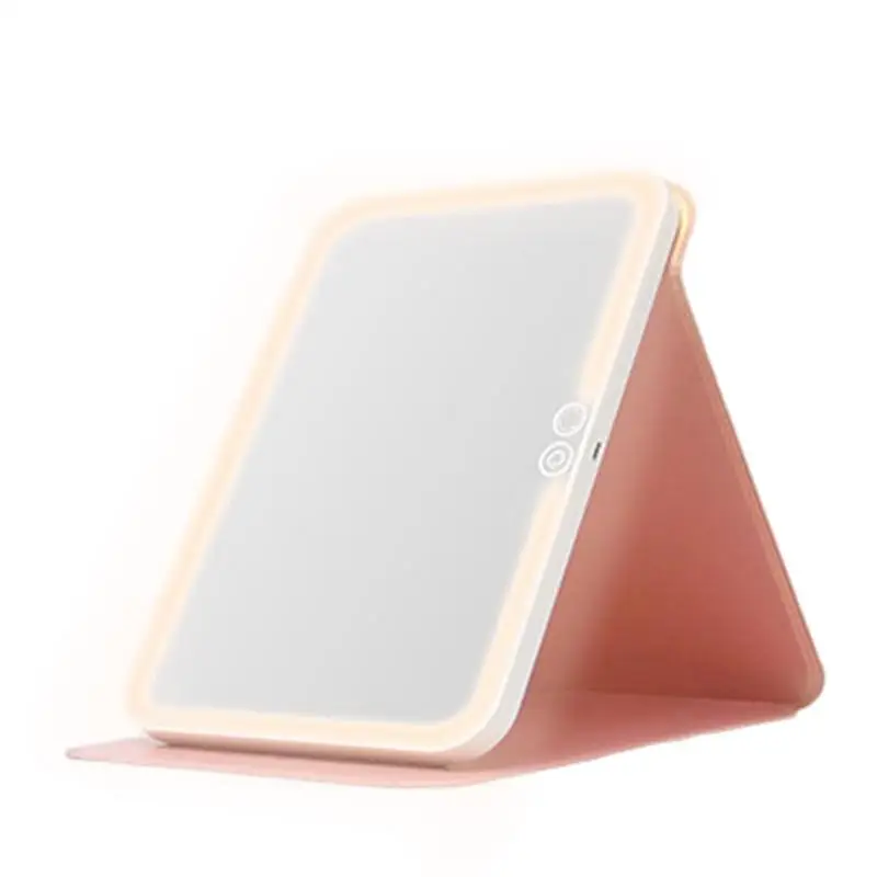 

Portable Folding Mirror Lighted Mirror LED 3Colors Modes Mirror Travel USB Dressing Table With Makeup Light Charging
