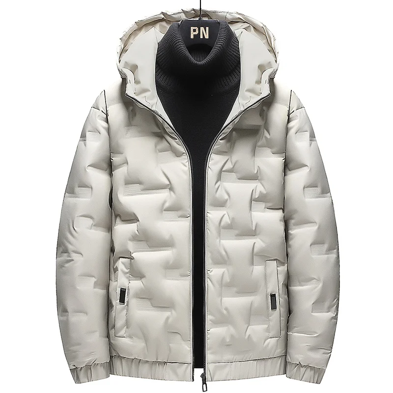 

Winter Fashion 2023 Autumn Hooded Duck Down Jacket Men's Solid Color Warm Parkas Casual Loose Thick Coats Outwear Tops Clothing