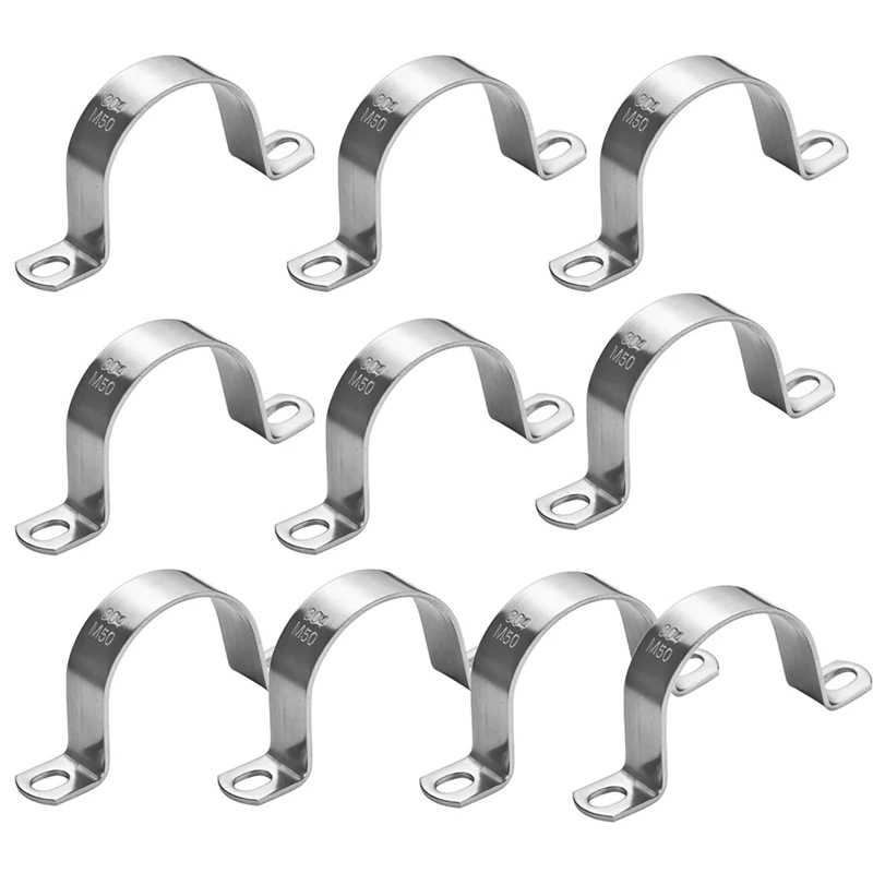 

10 шт., 2 дюйма, 50 мм, сверхмощная U-образная трубка, двойное отверстие, U-образный кронштейн, тройные зажимы для крепления трубки