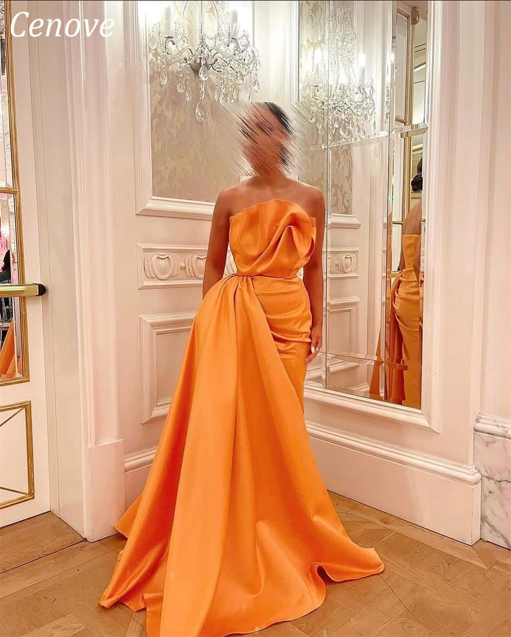 

Cenove вечернее платье с открытой спиной и оборками в несколько рядов, официальное элегантное оранжевое платье для выпускного вечера, новинка ...