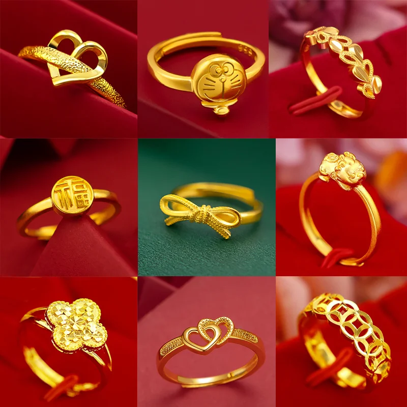 Sand Gold Ring Female Minority Design Fashion Personality Fupai Love Vietnam Gold-plated 18k Gold Ornament