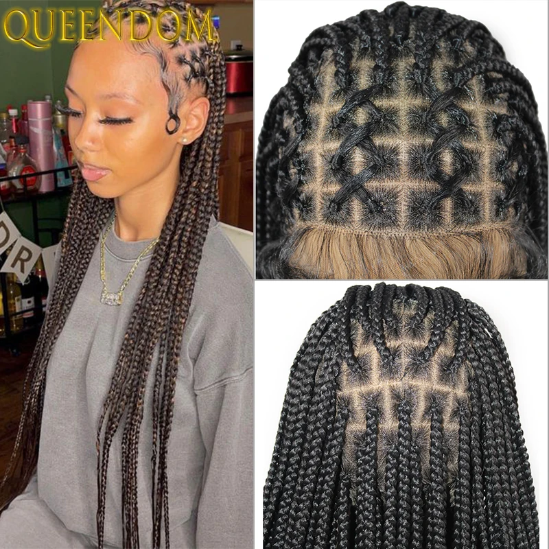 Long 360 Knotless Box Braids Lace Front Wigs 36 Inch Full Lace Box Braid Wig with Baby Hairs Synthetic Braided Box Braid Wigs