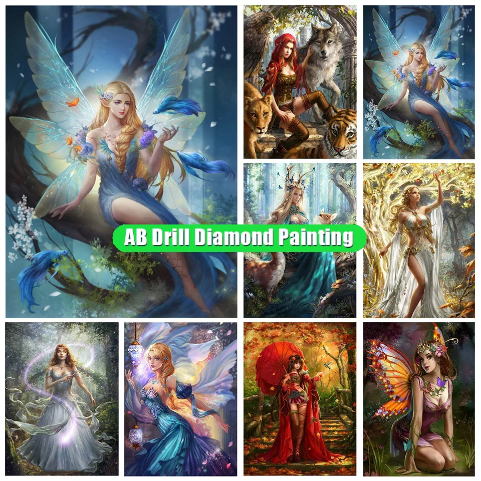 

Алмазная живопись сказочная девушка Diy Ab Бриллиантовая фотография мозаика вышивка крестиком домашний Декор Волшебные эльфы картины Ll352