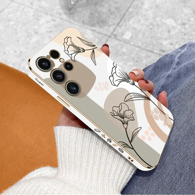 Beautiful Art Luxury Plating Phone Case For Samsung Galaxy S23 S22 S21 S20 Ultra S10 S9 S8 Plus Note 20 ultra 10 Plus Cover