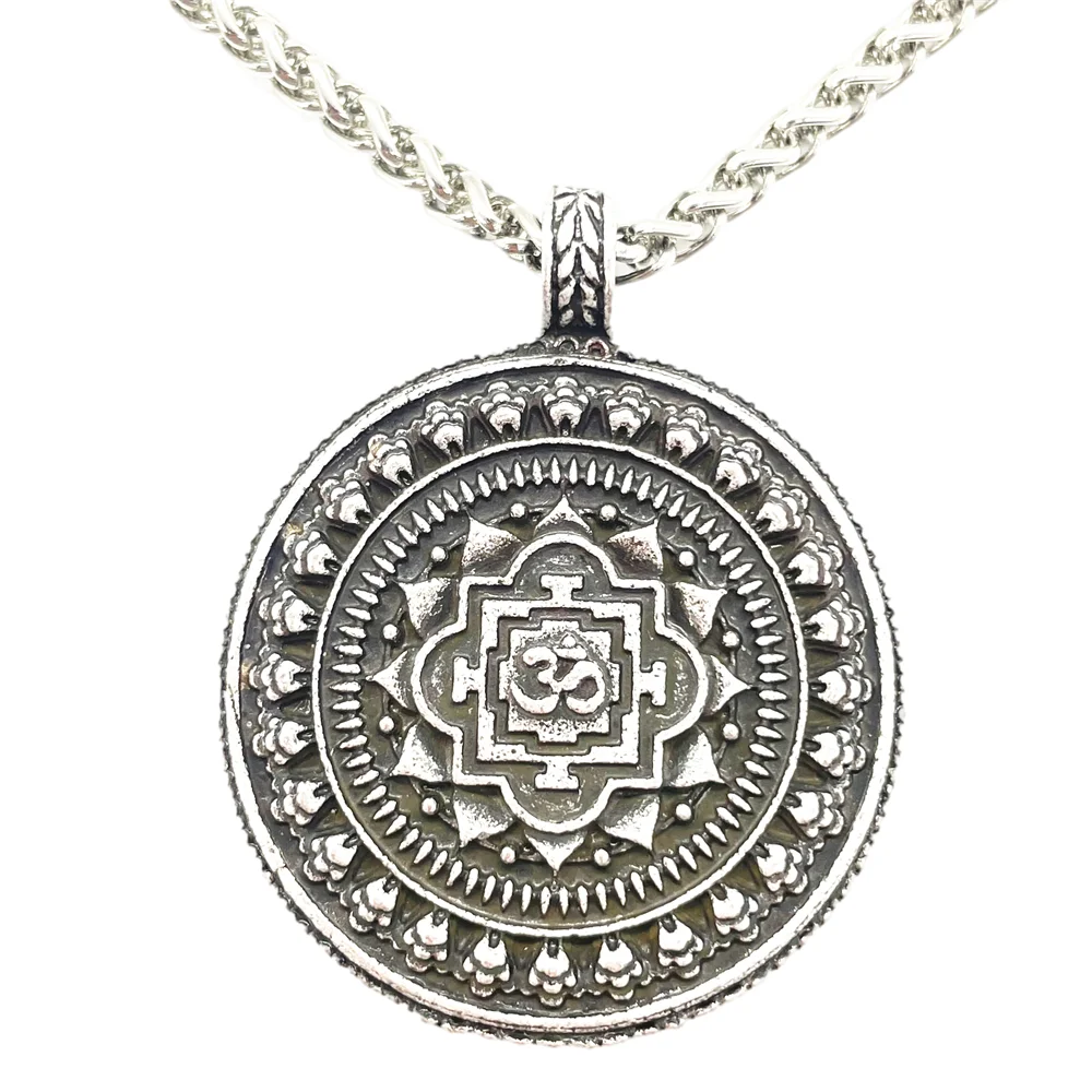 

Nostalgia Mandala Pendant Buddhist Lotus Flower Om Yoga Necklace Chakra Buddha Geometry Indian Jewelry