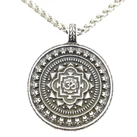 nostalgia mandala pendant buddhist lotus flower om yoga necklace chakra buddha geometry indian jewelry