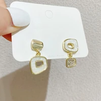 new irregular square shell asymmetric earring earrings for women accessories for korean fashion luxury jewelry womens party gift