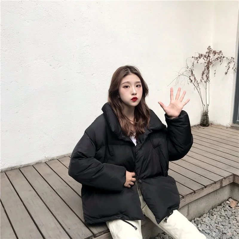 Winter stand-up collar women's new all-match quilted thickened cotton clothes BF wind loose cotton clothes bread clothes