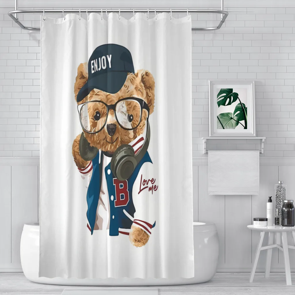 

Hype Polo Beast Bathroom Shower Curtains Teddy Bear Waterproof Partition Curtain Funny Home Decor Accessories