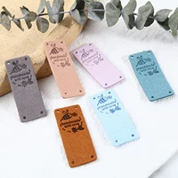 10pcs cartoon bee faux suede label tags rectangle pattern handmade with love pu leather labels hats garment sewing accessories