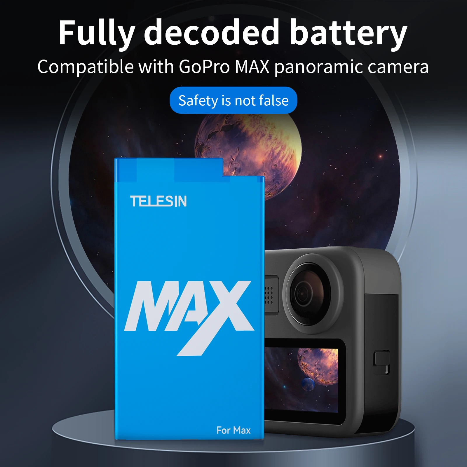 TELESIN Battery For gopro max battery 1600MAH Rechargeable Lithium Battery for gopro max Battery Action Camera  Accessories