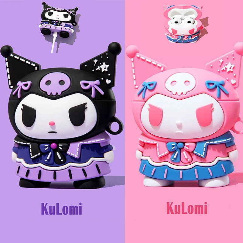 

Kuromi Kawaii Sanrio Airpods Protective Case Cartoon Cute Anime Silicone Headphone Storage Soft Cover Headphone Shell Girl Gift
