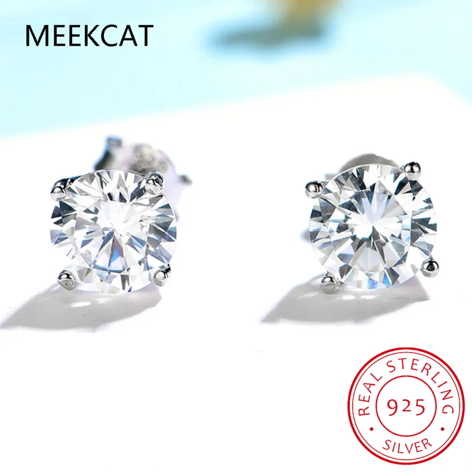 Женские серьги с муассанитом твердое серебро 925 пробы зубец в форме сердца 2