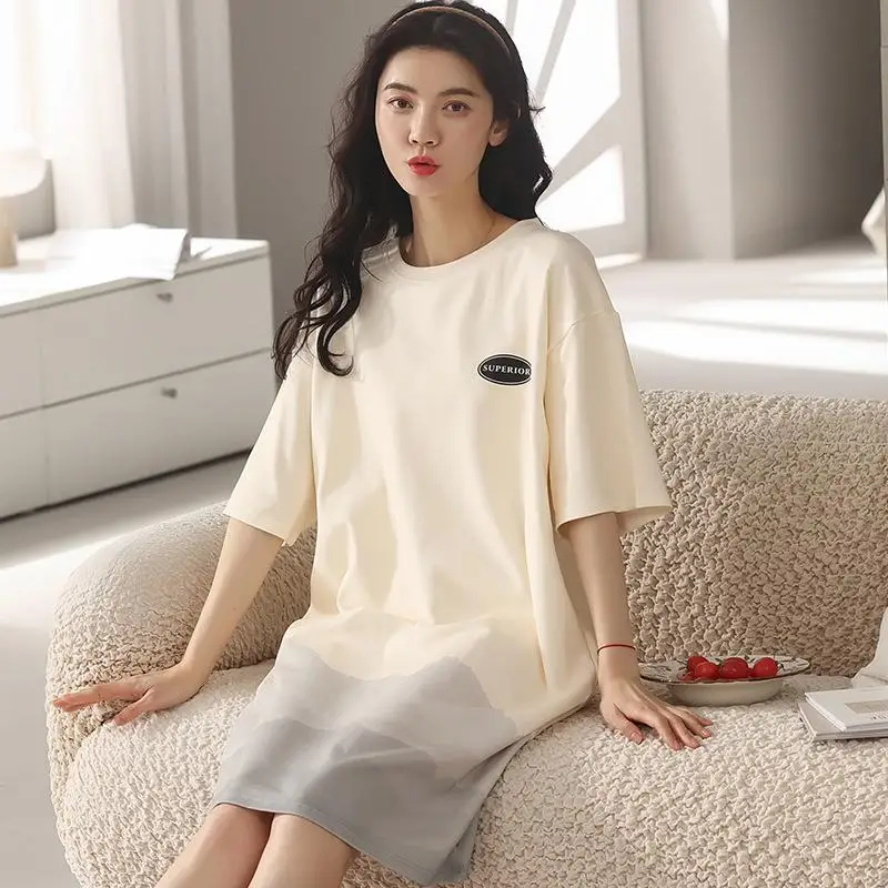 

Модная ночная рубашка Drees с коротким рукавом, Высококачественная ночная рубашка, Хлопковая пижама, Роскошные ночные рубашки для женщин, сек...