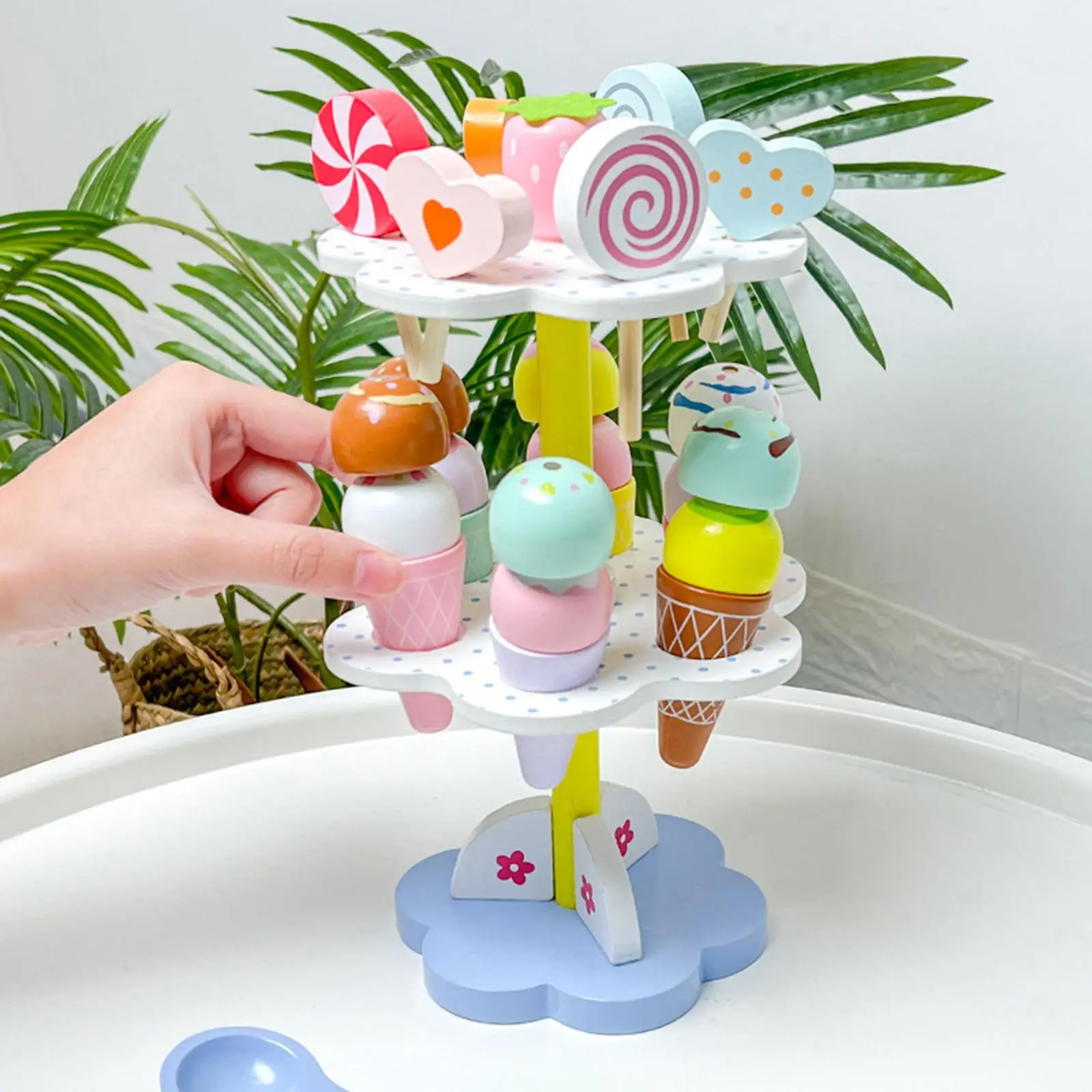 

Food Pretend Play Kitchen Food Baby Infant Toys Strawberry Three-Layer Ice Cream Tree for Baby Kids