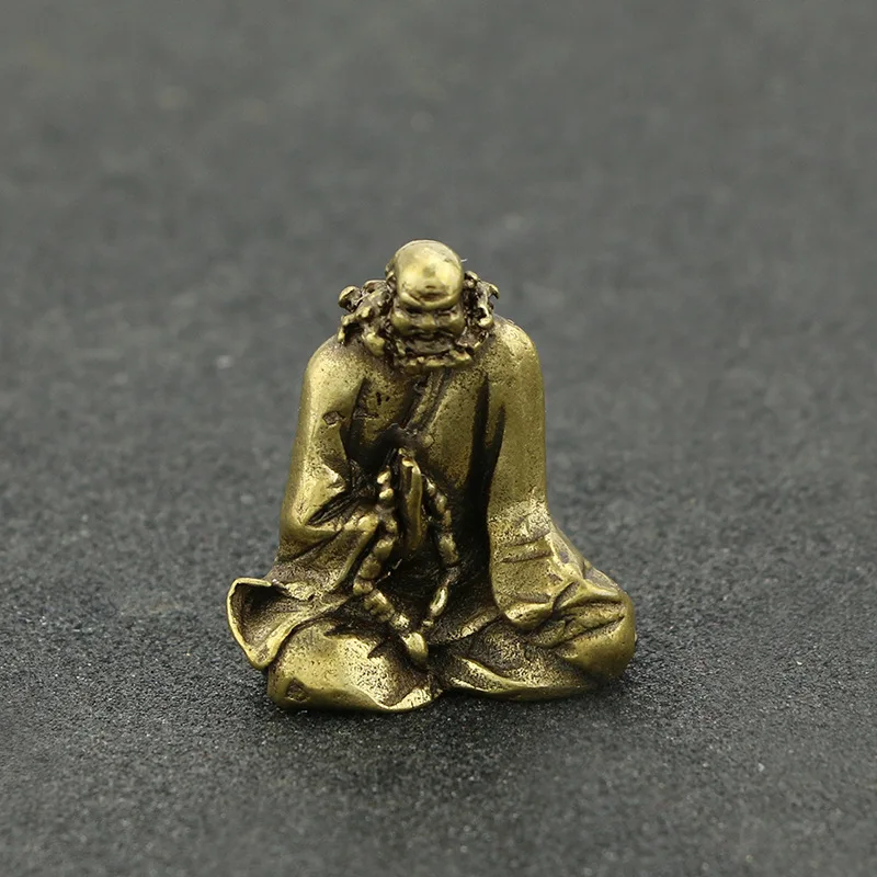 

Retro Handmade Mini Brazen Buddha Statue Antique Copper Carvings Monk Buddha Statue Home Decorations Pure Copper Crafts