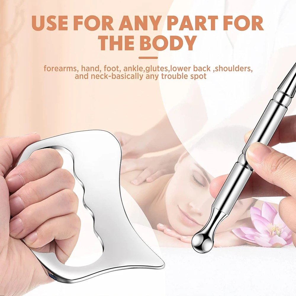 Инструмент для массажа глубоких тканей Гуа Ша из нержавеющей стали ручная ручка